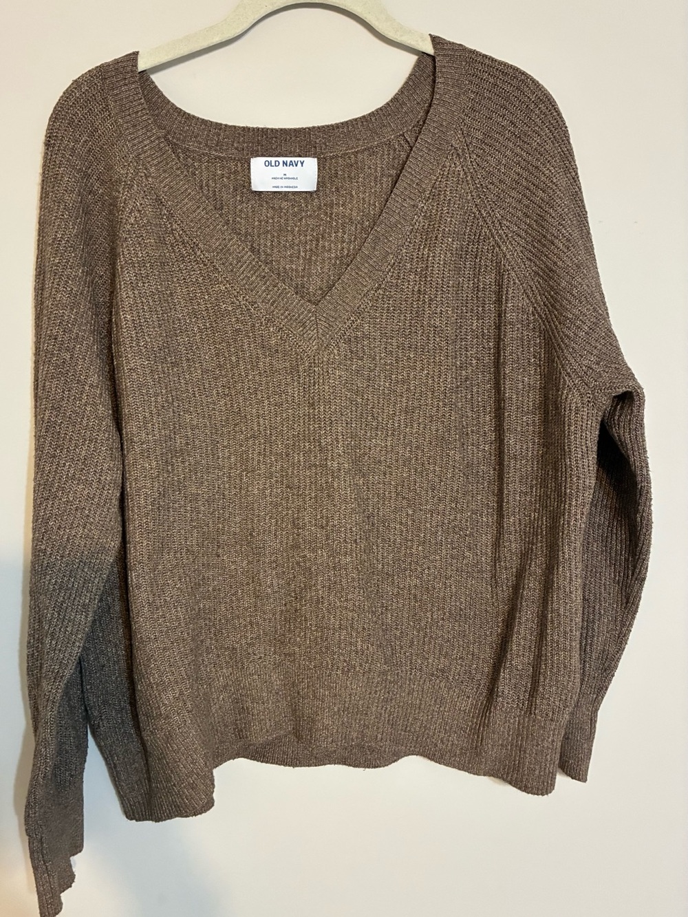 Old Navy Brown Ribbed V-Neck Sweater